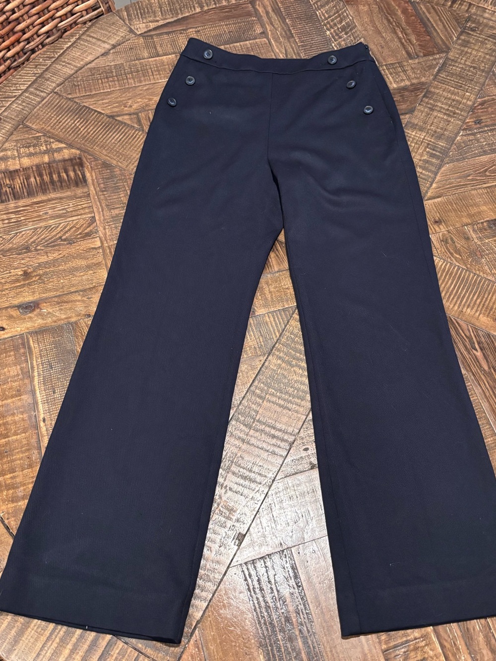 Ann Taylor Factory Navy Wide-Leg Sailor-Button Pants in size 4